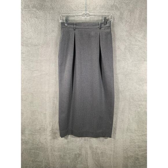 VTG Christian Dior Skirt 6 Grey 80's Midi Pencil Pockets 100% Wool Quiet Luxury - Picture 1 of 11